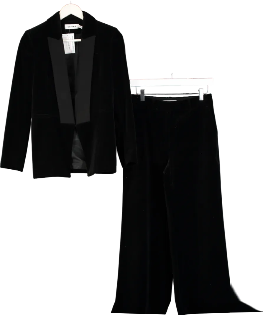 ceffin Black Velvet Tailored tux 2-piece Suit  UK 8