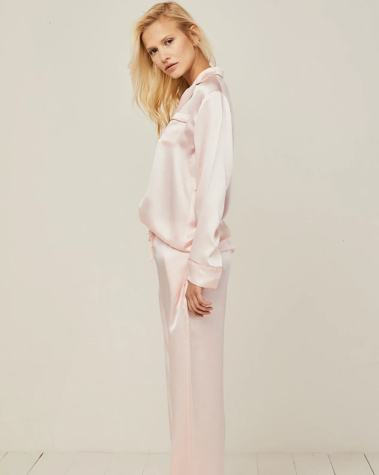 Elisabetha Silk Pyjama in Candy Rose - Top