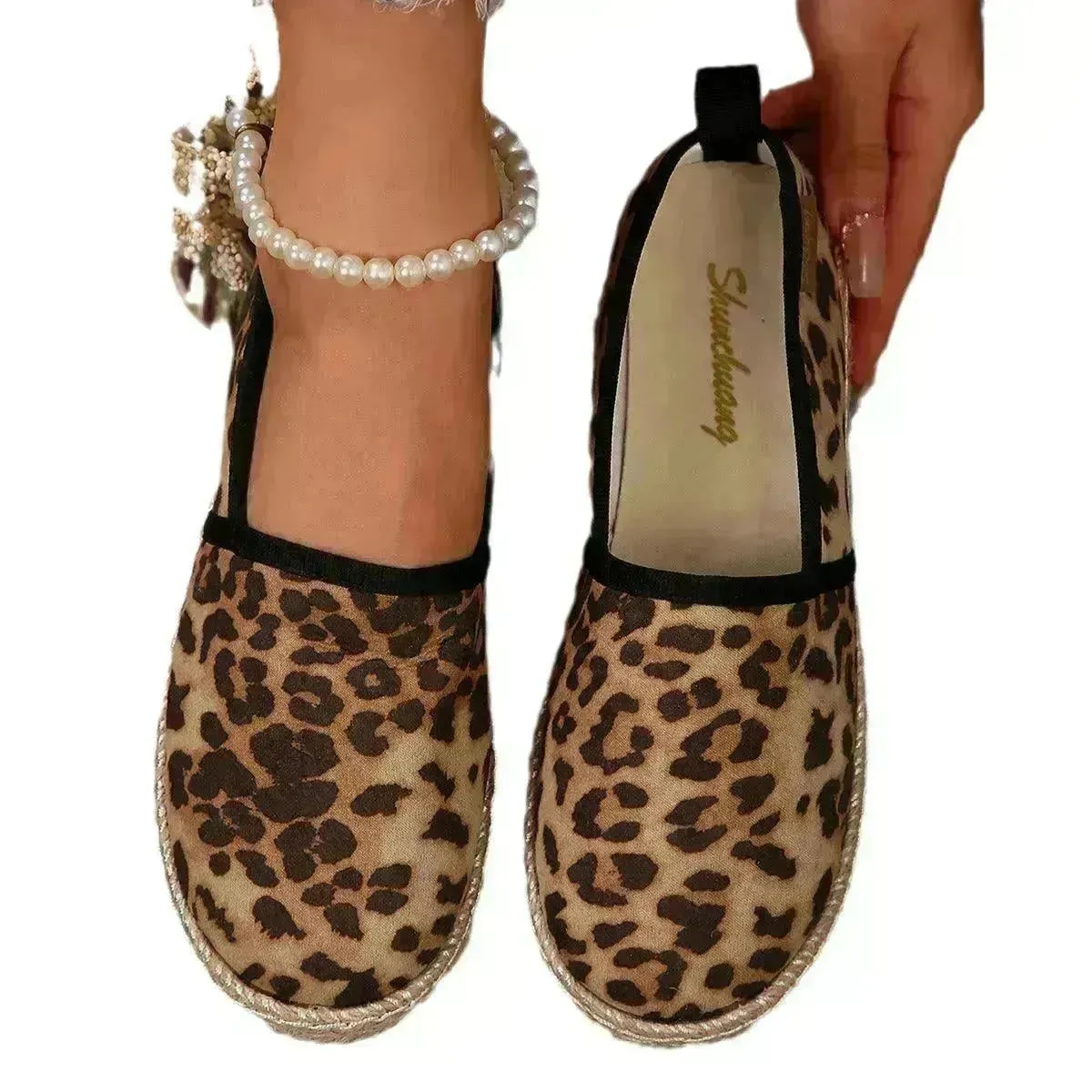 European And American Slip-on Fisherman Shoes Summer Animal Skin Loafer Flat Casual  Canvas  Shoe