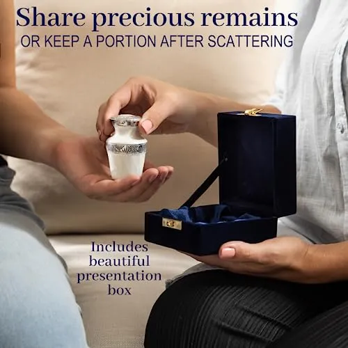 FOVERE Small Urns for Human Ashes Keepsake Decorative Urn White