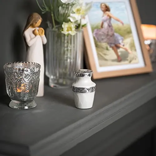 FOVERE Small Urns for Human Ashes Keepsake Decorative Urn White