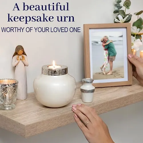 FOVERE Small Urns for Human Ashes Keepsake Decorative Urn White