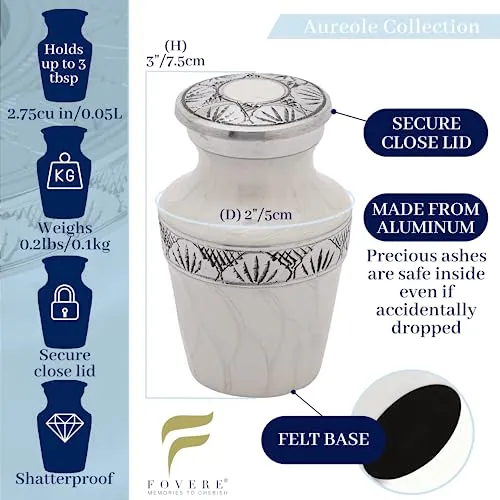 FOVERE Small Urns for Human Ashes Keepsake Decorative Urn White