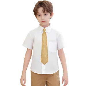 Gold Boys Pre-tied Adjustable Tie Pocket Square