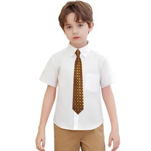 Gold Novelty Boys Pre-tied Adjustable Tie Pocket Square