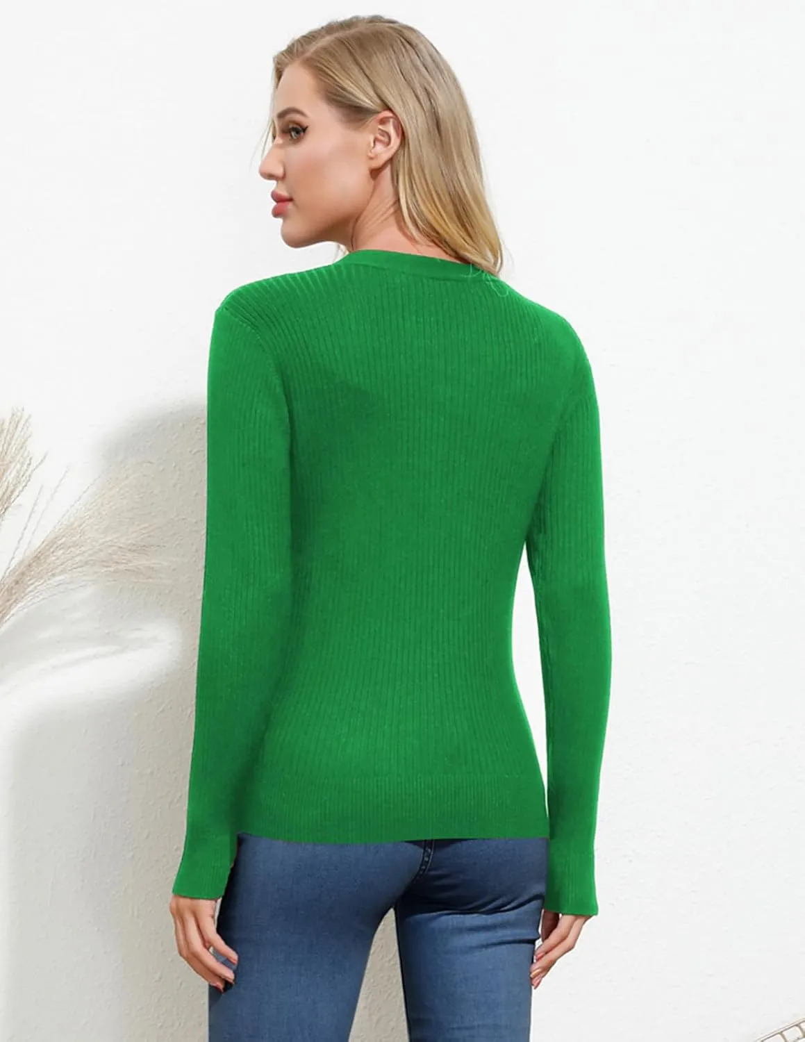 GRACE KARIN Women's Button Up V Neck Long Sleeve Soft Basic Knit Cardigan Sweater