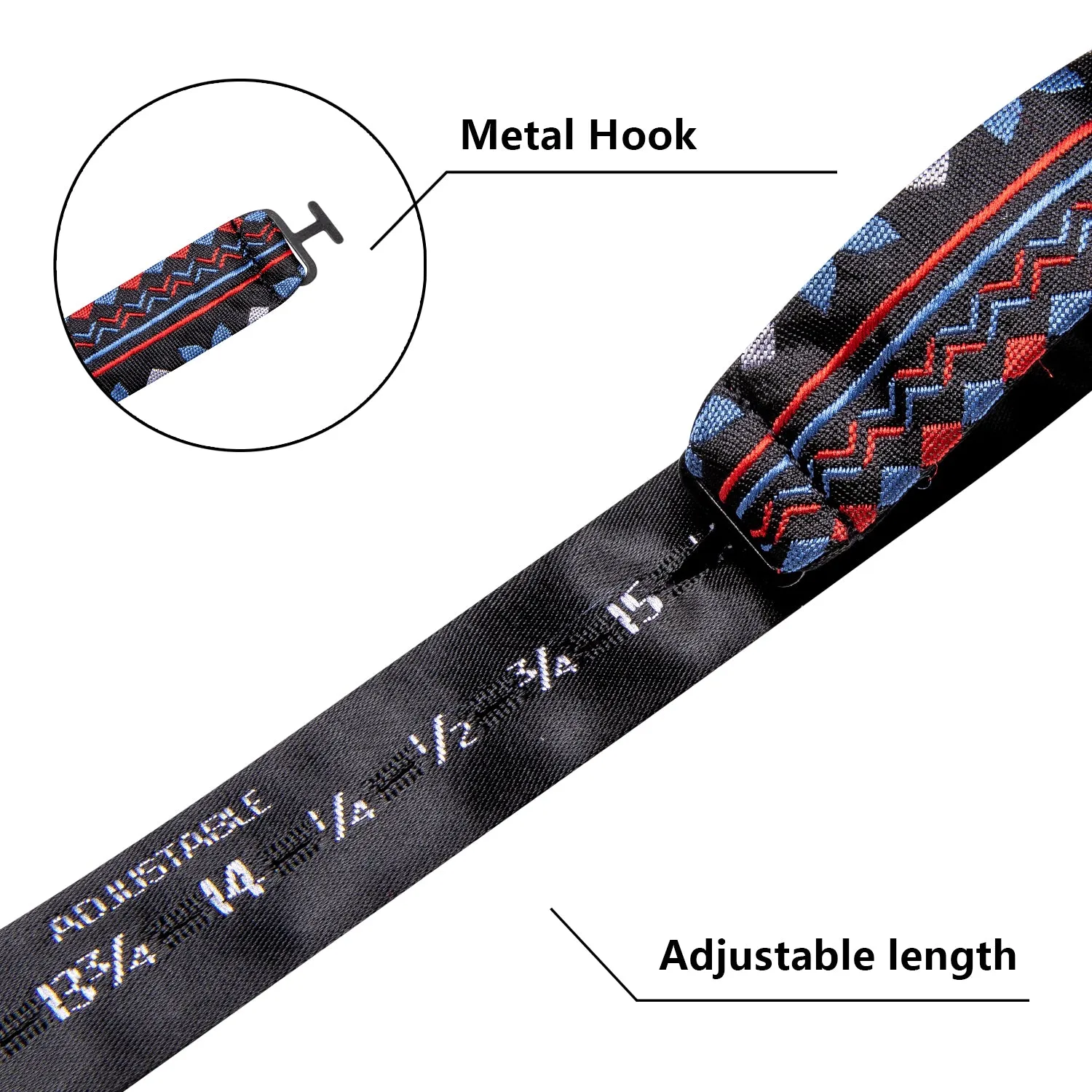 Hi-Tie Black Blue Christmas Mens Self-tied Bow Tie Hanky Cufflinks Set