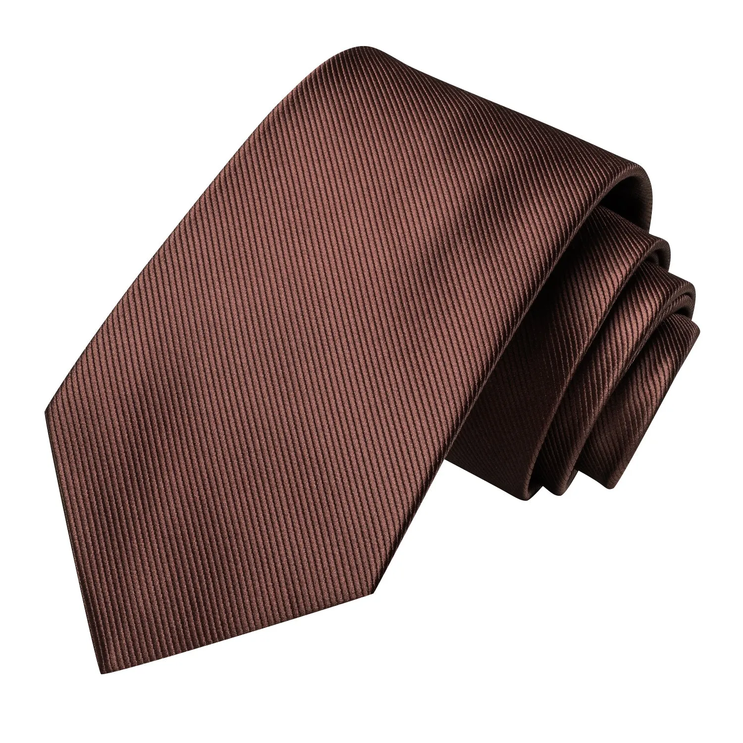 Hi-Tie Brown Ties Men's Brown Solid Tie Pocket Square Cufflinks Set