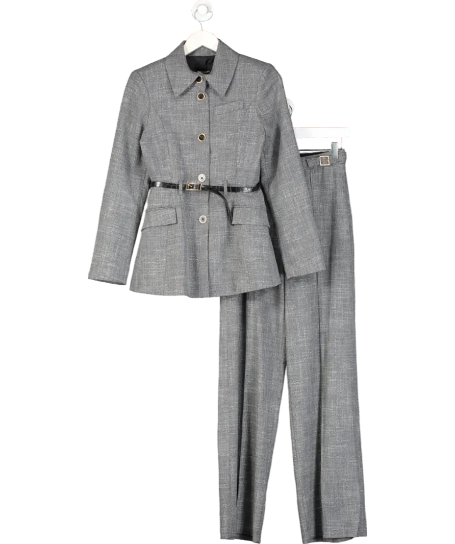 Karen Millen Black Tailored Suit With Belt UK 6