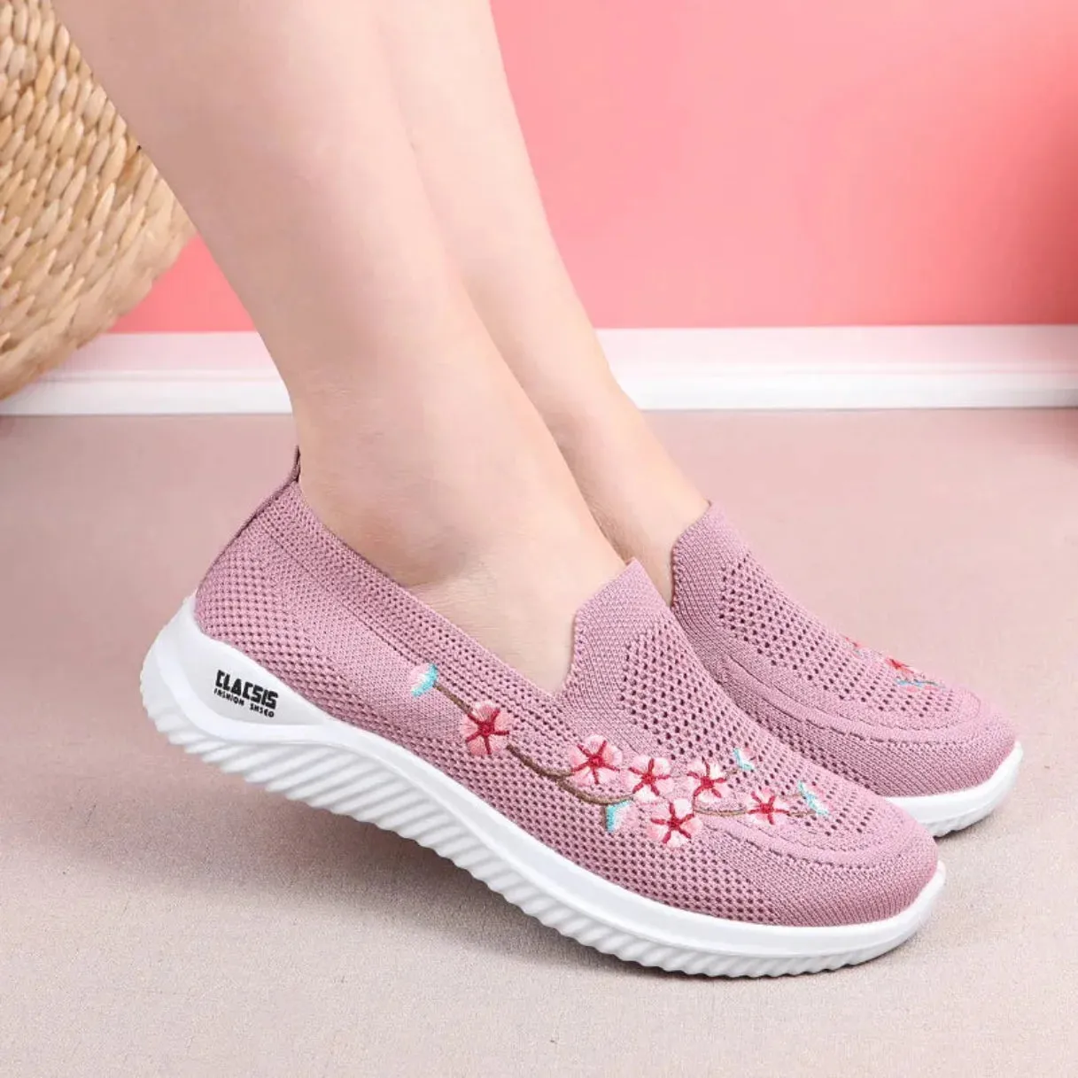 Merendy Argia Square-Toe Slip-On Floral Loafers