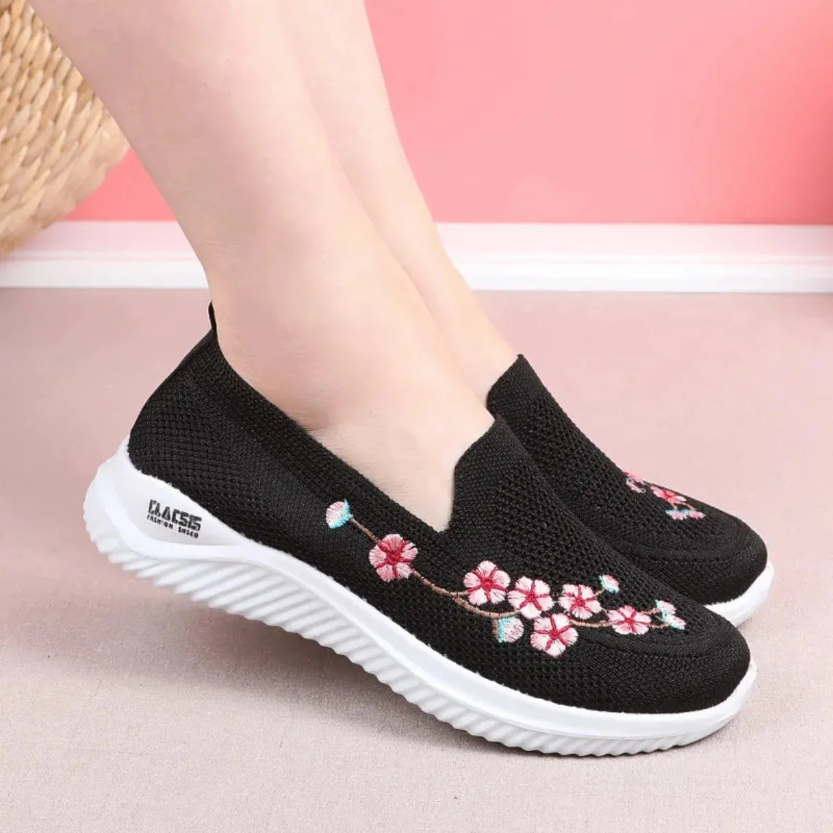 Merendy Argia Square-Toe Slip-On Floral Loafers