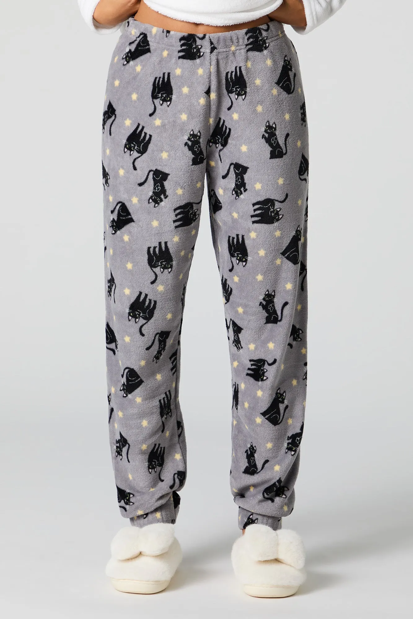 Plush Long Sleeve Top and Pant 2 Piece Pajama Set
