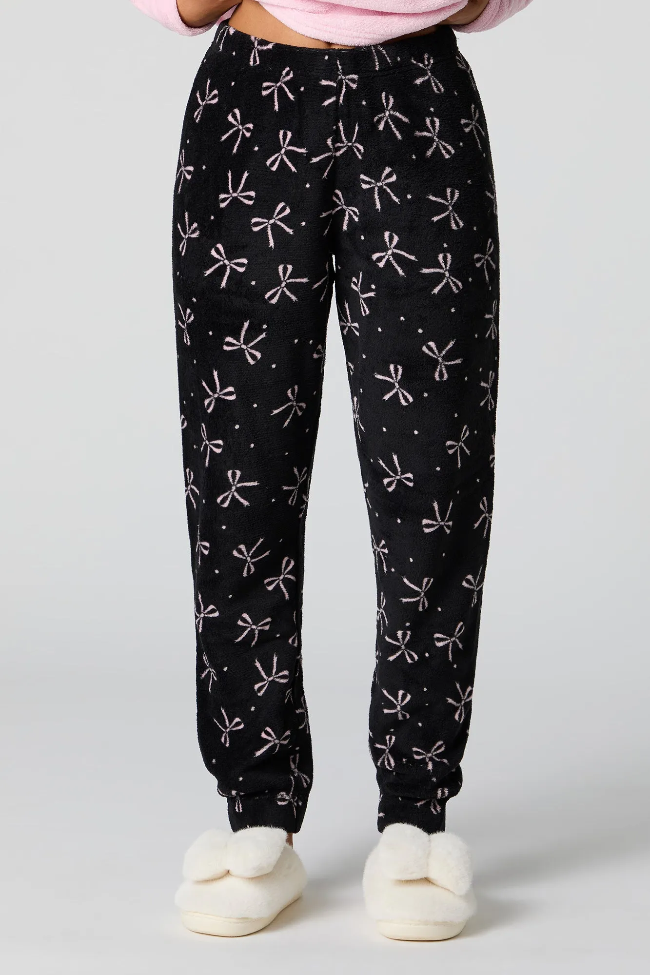 Plush Long Sleeve Top and Pant 2 Piece Pajama Set
