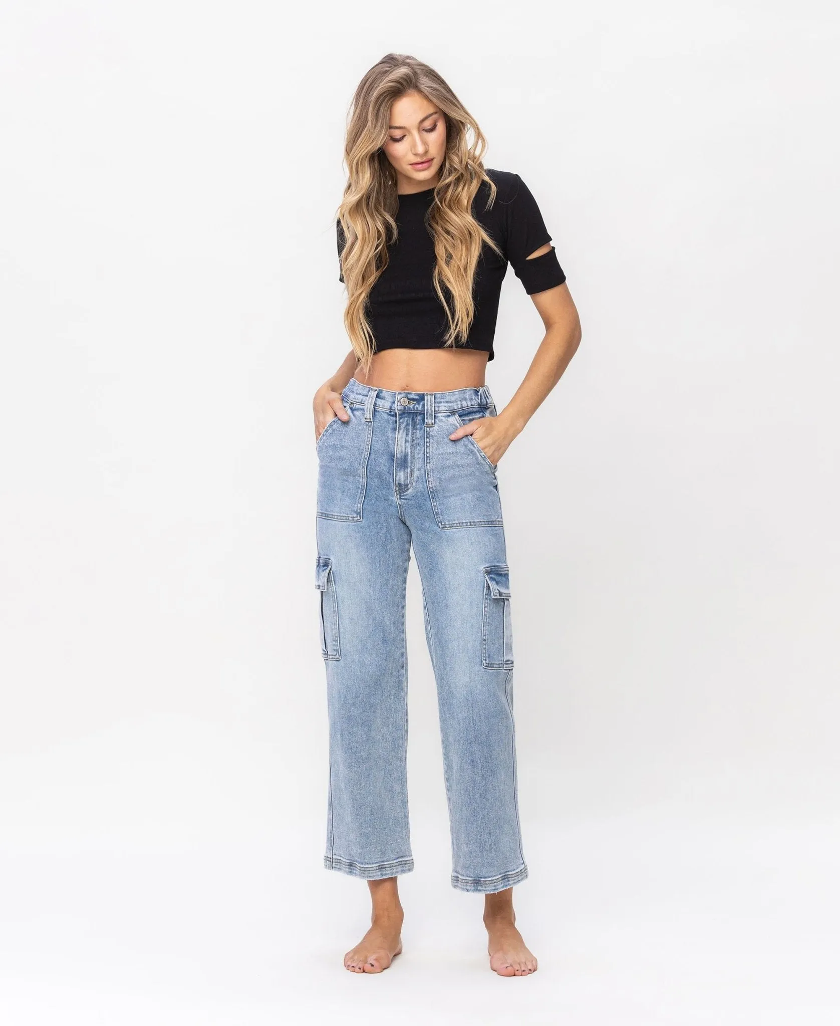 Vervet by Flying Monkey Devin Cargo Dad Ankle Jeans